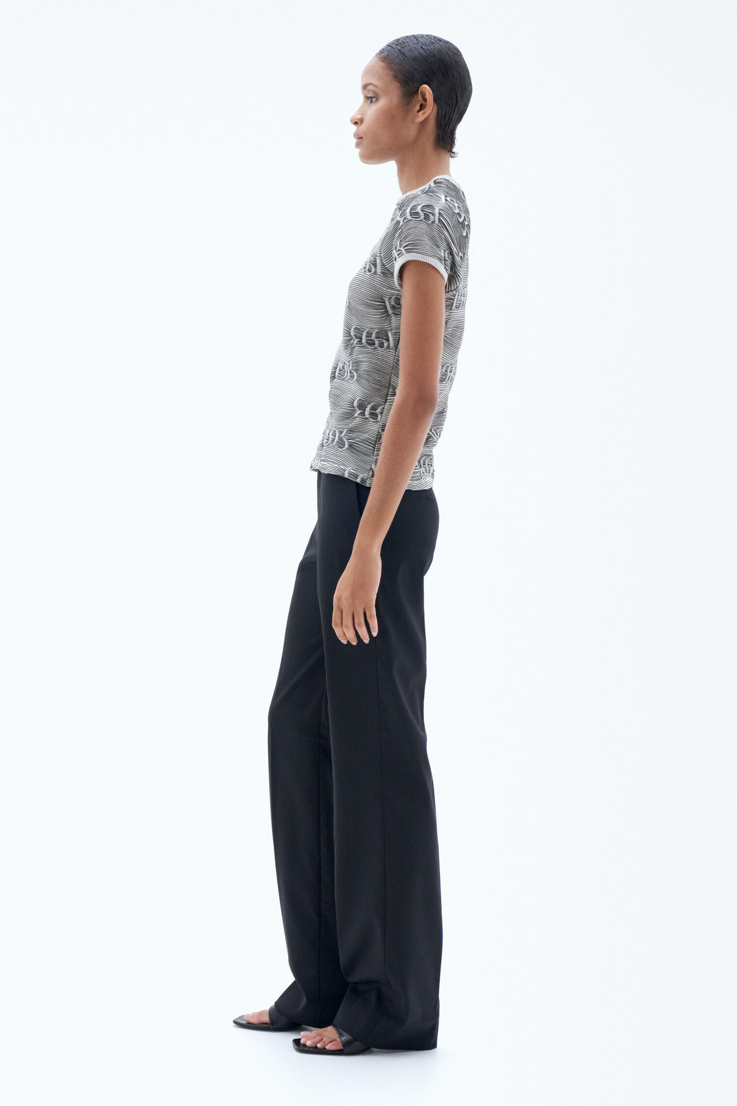 Jacquard Cap Sleeve Tee